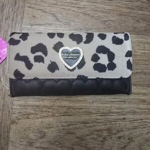 Betsey Johnson Leopard Print Wallet - Black and Gray